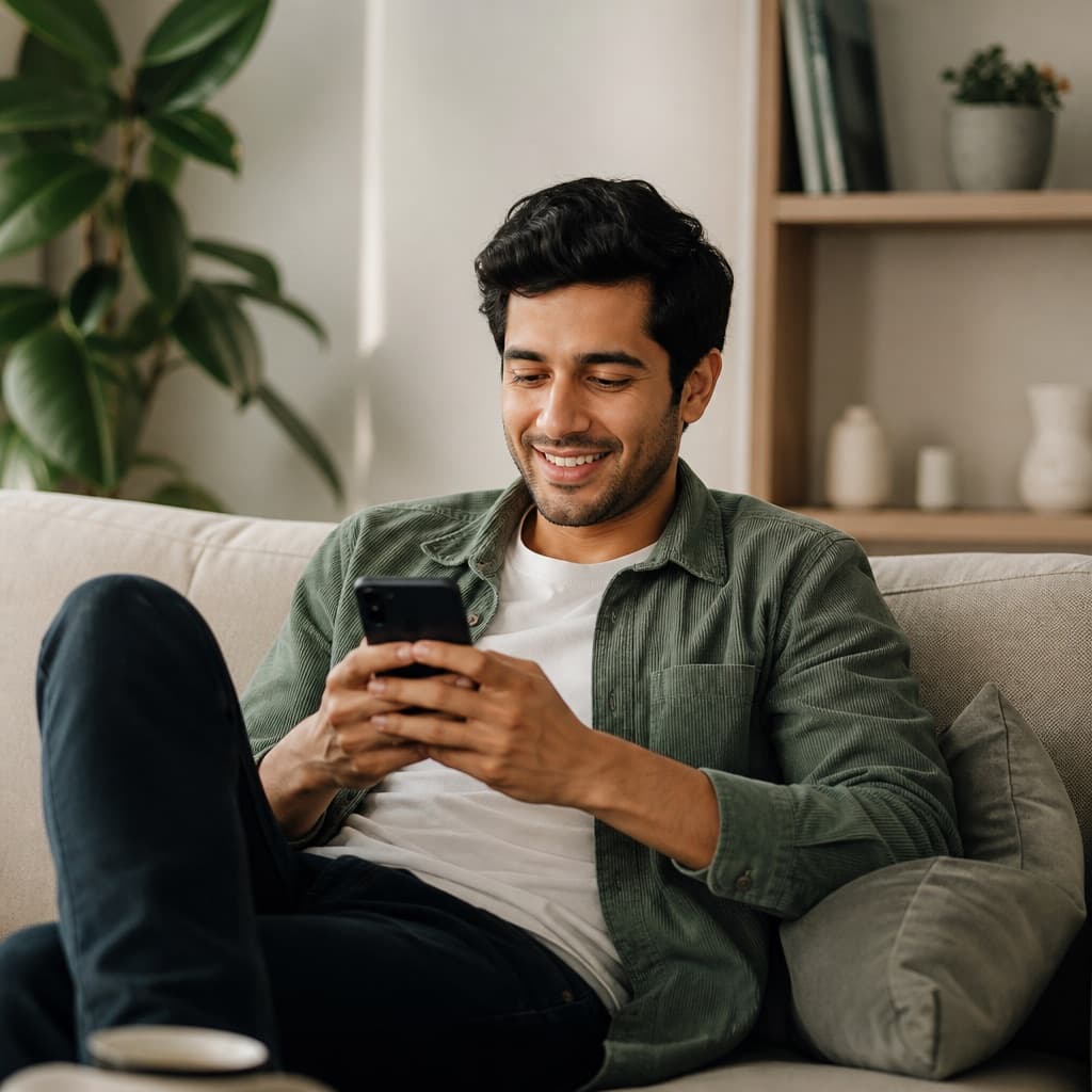Patient using a phone for convenient virtual care access